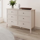 Large 6 Drawer Chest of Drawers and Pair of one Drawer Bedside Tables - Rowley Pale Cream Range