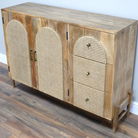 Large Acacia Wood Rattan Sideboard