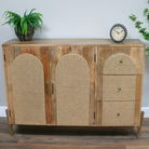 Large Acacia Wood Rattan Sideboard