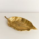 Large Antique Gold Bay Leaf Shaped Trinket Tray - 36cm