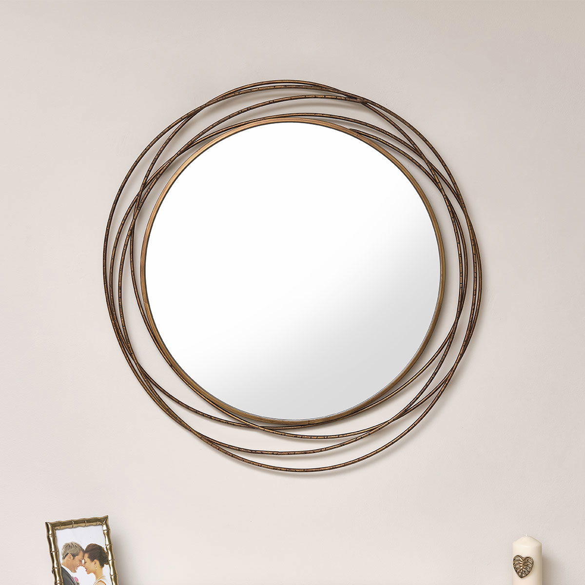 Large Antique Gold Swirl Wall Mirror 88cm x 85cm
