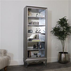 Large Antique Silver Mirrored Bookcase - Tiffany Range - SECONDS
