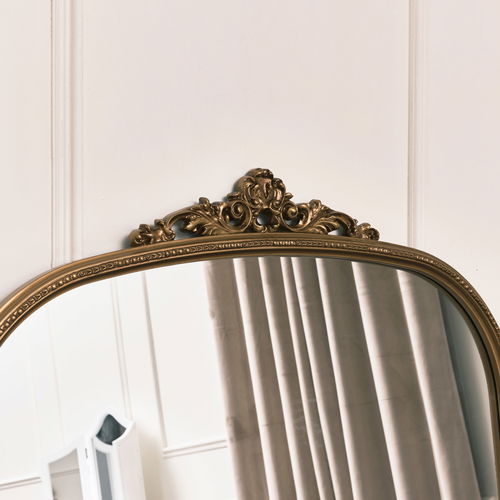 Extra Large Ornate Arch Mirror with Antique Gold Frame