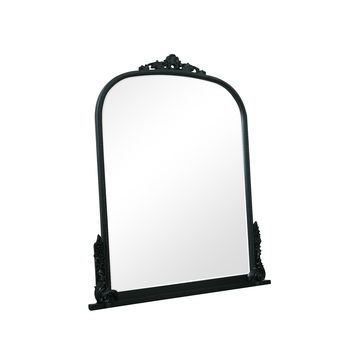 Large Arch Black Ornate Overmantle Mirror - 152cm x 128cm