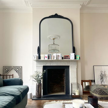 Large Arch Black Ornate Overmantle Mirror - 152cm x 128cm