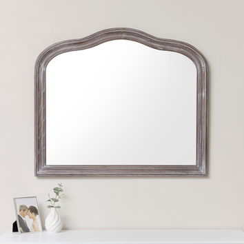 Large Arched Wooden Framed Wall Mirror 90cm x 77cm