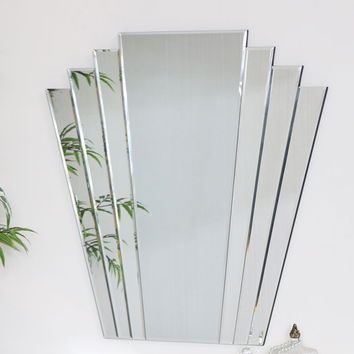 Large Art Deco Fan Frameless Wall Mirror