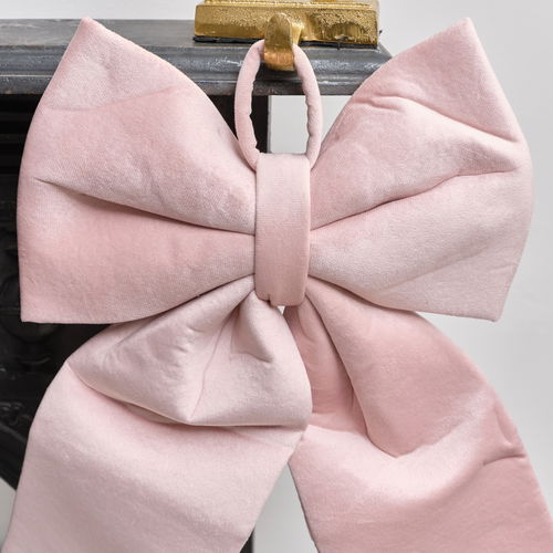 Large Baby Pink Velvet Christmas Bow - 30cm x 45cm