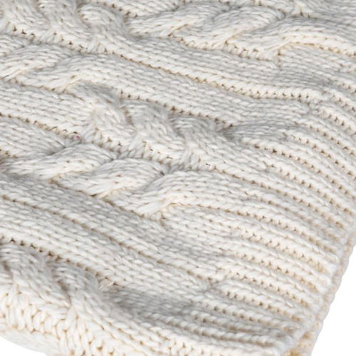 Large Beige Braid Design Knitted Throw - 160cm x 150cm