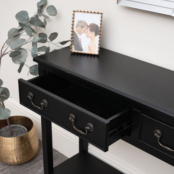 Large Black 2 Drawer Console Table