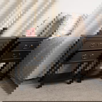 Large Black 4 Drawer Chest of Drawers & Pair of Bedside Tables - Briggs Range