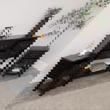 Large Black 4 Drawer Chest of Drawers & Pair of Bedside Tables - Briggs Range