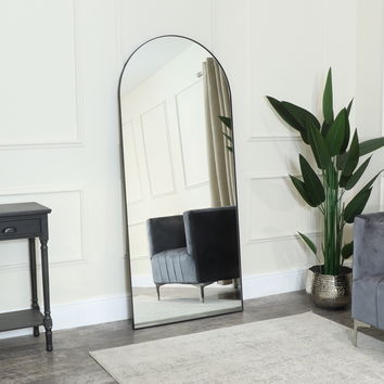 Large Black Arched Mirror 183cm x 80cm