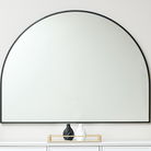 Large Black Arched Overmantle Wall Mirror 90cm x 120cm