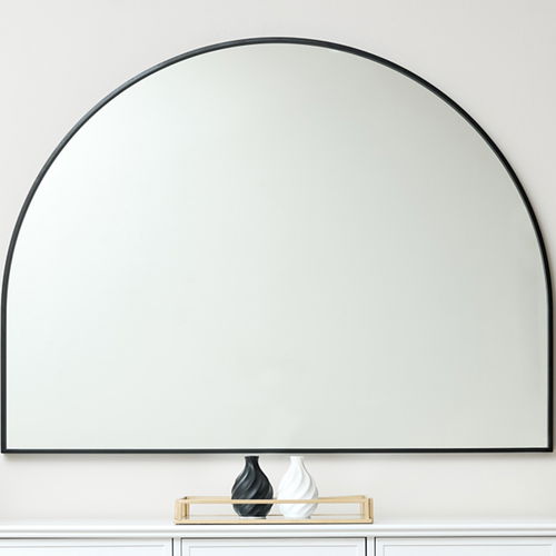 Large Black Arched Overmantle Wall Mirror 90cm x 120cm