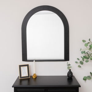 Large Black Arched Wall Mirror - 90cm x 77cm
