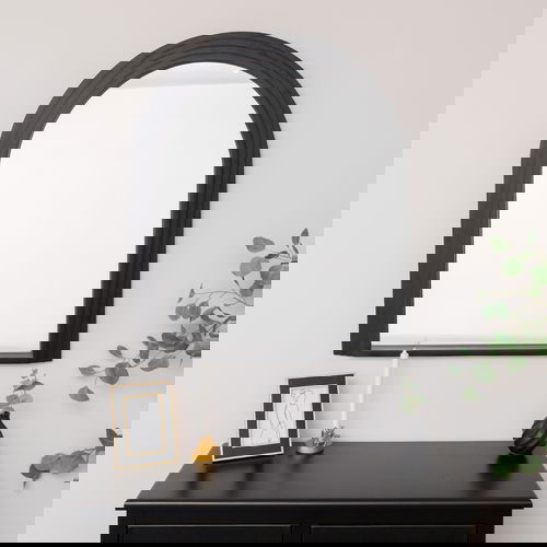 Large Black Arched Wall Mirror - 90cm x 77cm