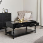 Large Black Bobbin Bobble 2 Drawer Coffee Table