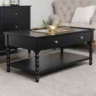 Large Black Bobbin Bobble 2 Drawer Coffee Table