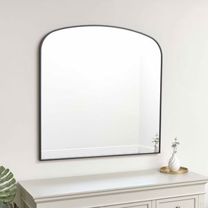 Large Black Framed Arched Wall Mirror 92cm x 91cm