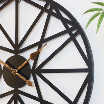 Large Black Geometric wall clock 80cm x 80cm