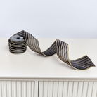 Large Black & Gold Striped Ribbon Christmas Garland - 270cm