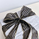 Large Black & Gold Striped Ribbon Christmas Garland - 270cm