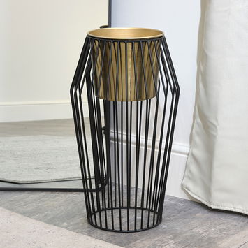 Large Black & Gold Wire Planter Pot Stand - 55cm