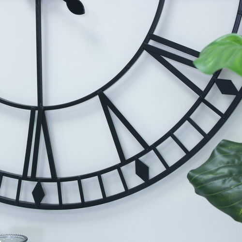 Large Black Iron Skeleton Wall Clock