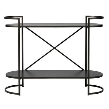 Large Black Oval 2 Tier Console Table