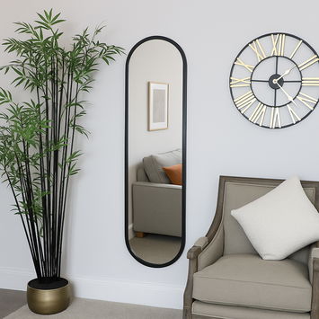 Large Black Oval Mirror 42cm x 156cm