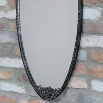 Large Black Oval Mirror