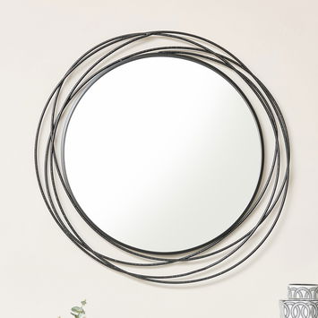 arge Black Swirl Wall Mirror - 88cm x 85cm