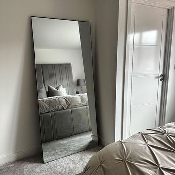 Large Black Thin Framed Leaner Mirror 80cm x 180cm