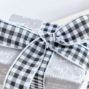 Large Black & White Checked Ribbon Garland - 270cm