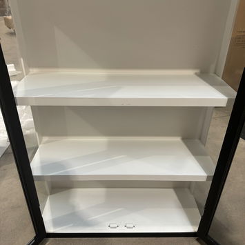 Large Black & White Glass Fronted Wall Cabinet 90cm x 70cm