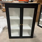 Large Black & White Glass Fronted Wall Cabinet 90cm x 70cm