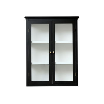 Large Black & White Glass Fronted Wall Cabinet 90cm x 70cm