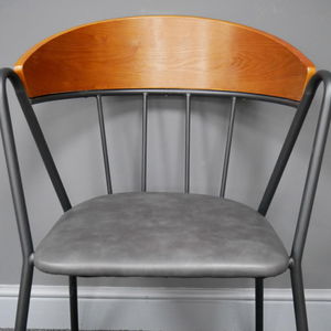 Large Black & Wooden Retro Inspired Dining Chair
