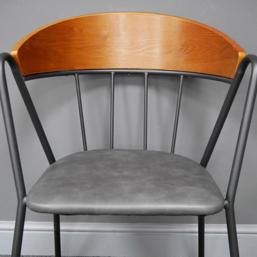 Large Black & Wooden Retro Inspired Dining Chair
