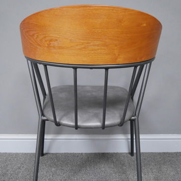 Large Black & Wooden Retro Inspired Dining Chair