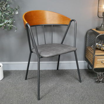 Large Black & Wooden Retro Inspired Dining Chair