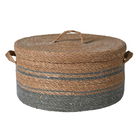 Large Brown & Grey Rope Lidded Storage Basket - 39cm