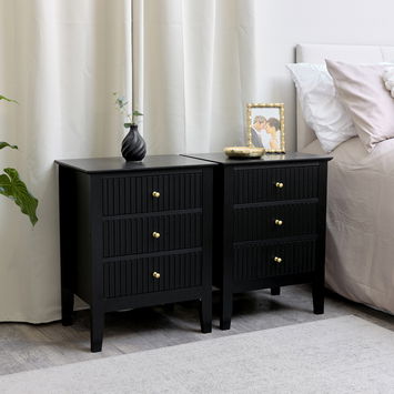 Large Chest of Drawers and Pair of Bedside Tables - Hales Black Range