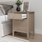 Large Chest of Drawers and Pair of Bedside Tables - Hales Pale Wood Range