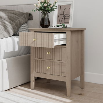 Large Chest of Drawers and Pair of Bedside Tables - Hales Pale Wood Range