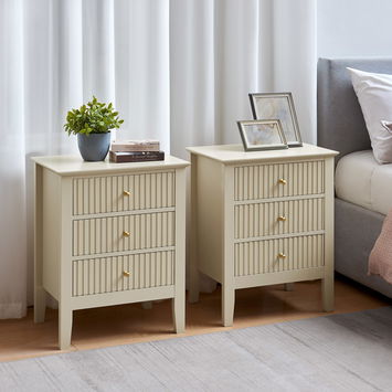 Large Chest of Drawers and Pair of Bedside Tables - Hales Taupe Range