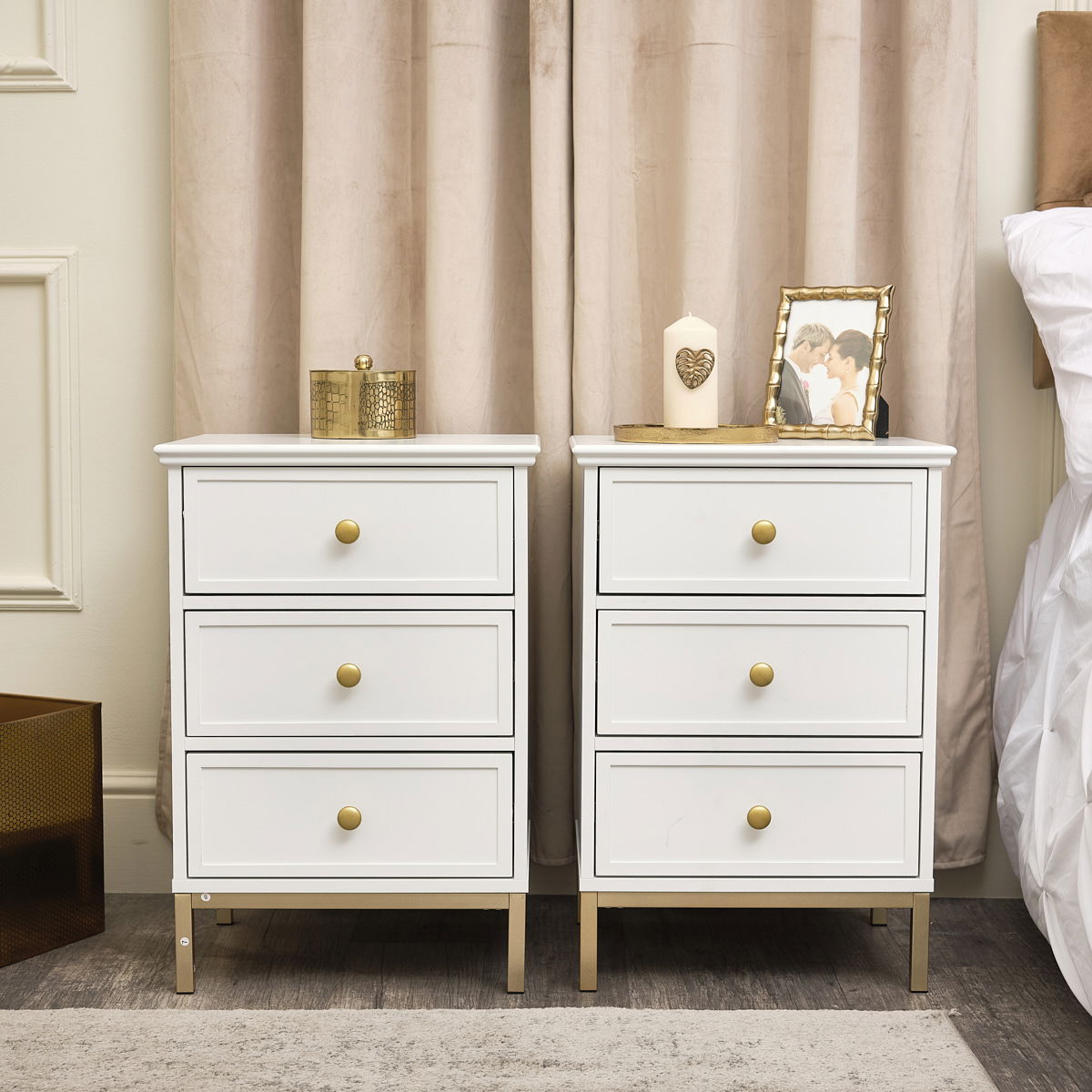 Antique store white nightstands