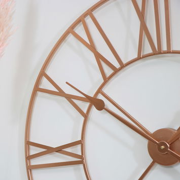 Large Rose Gold Copper Metal Skeleton Clock 80cm x 80cm 