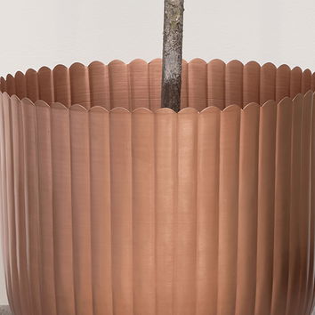 Large Copper Scalloped Metal Planter